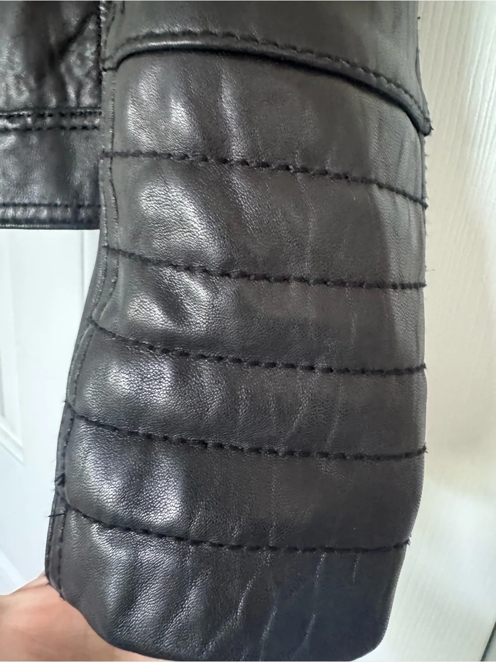 Michael Kors Black Leather Moto Jacket with Zip Pockets